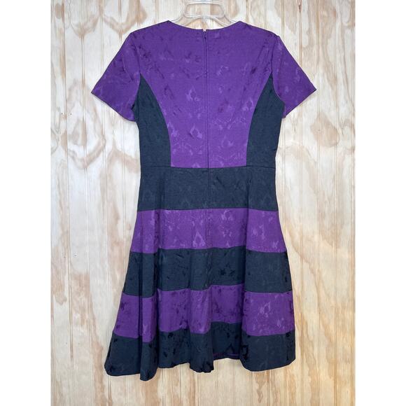 Badgley Mischka Purple and Black Midi Dress Size 8 NWT - Picture 3 of 9